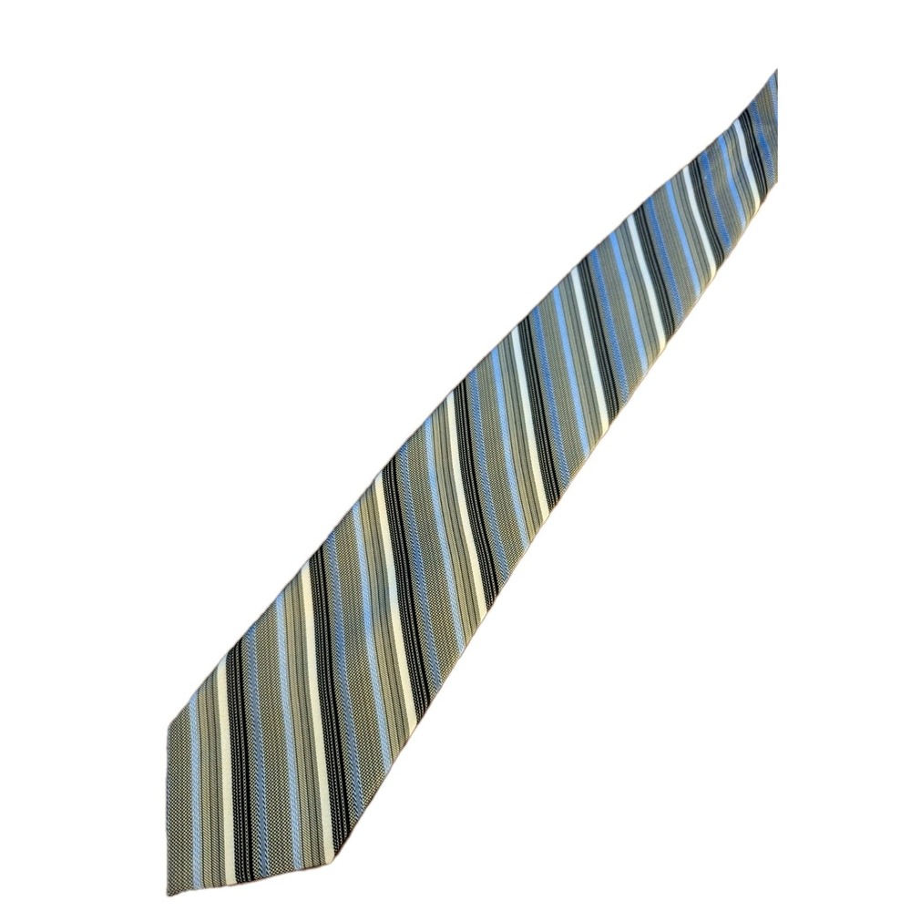 Enro Necktie Mens OS Blue Grey Striped Silk‎ Excellent Classic Business Tie